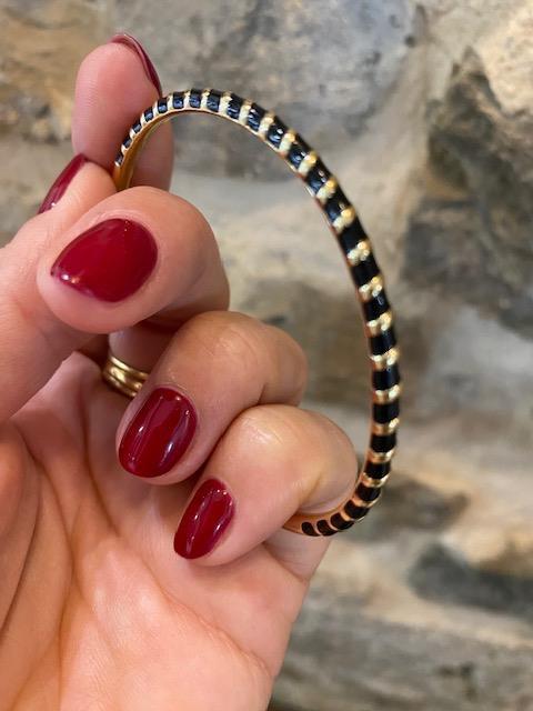 Bracelet jonc or et noir
