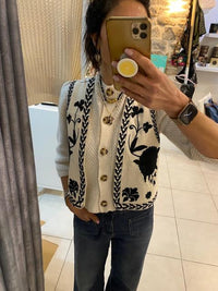 Gilet sans manche brodé