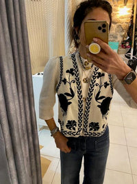 Gilet sans manche brodé