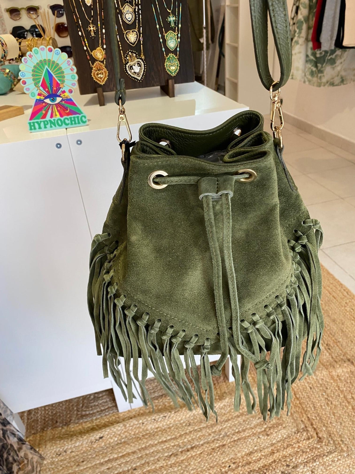 Sac franges en cuir vachette