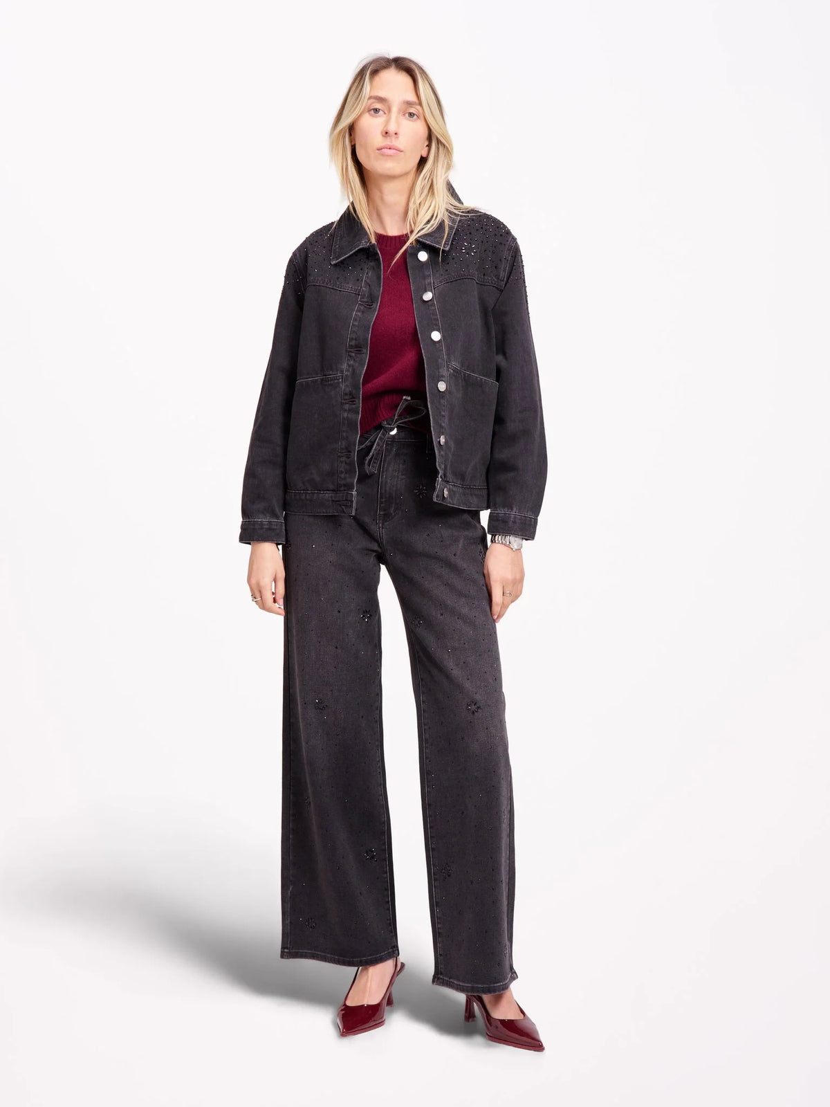 Veste VANNY STRASS carbone - F.A.M