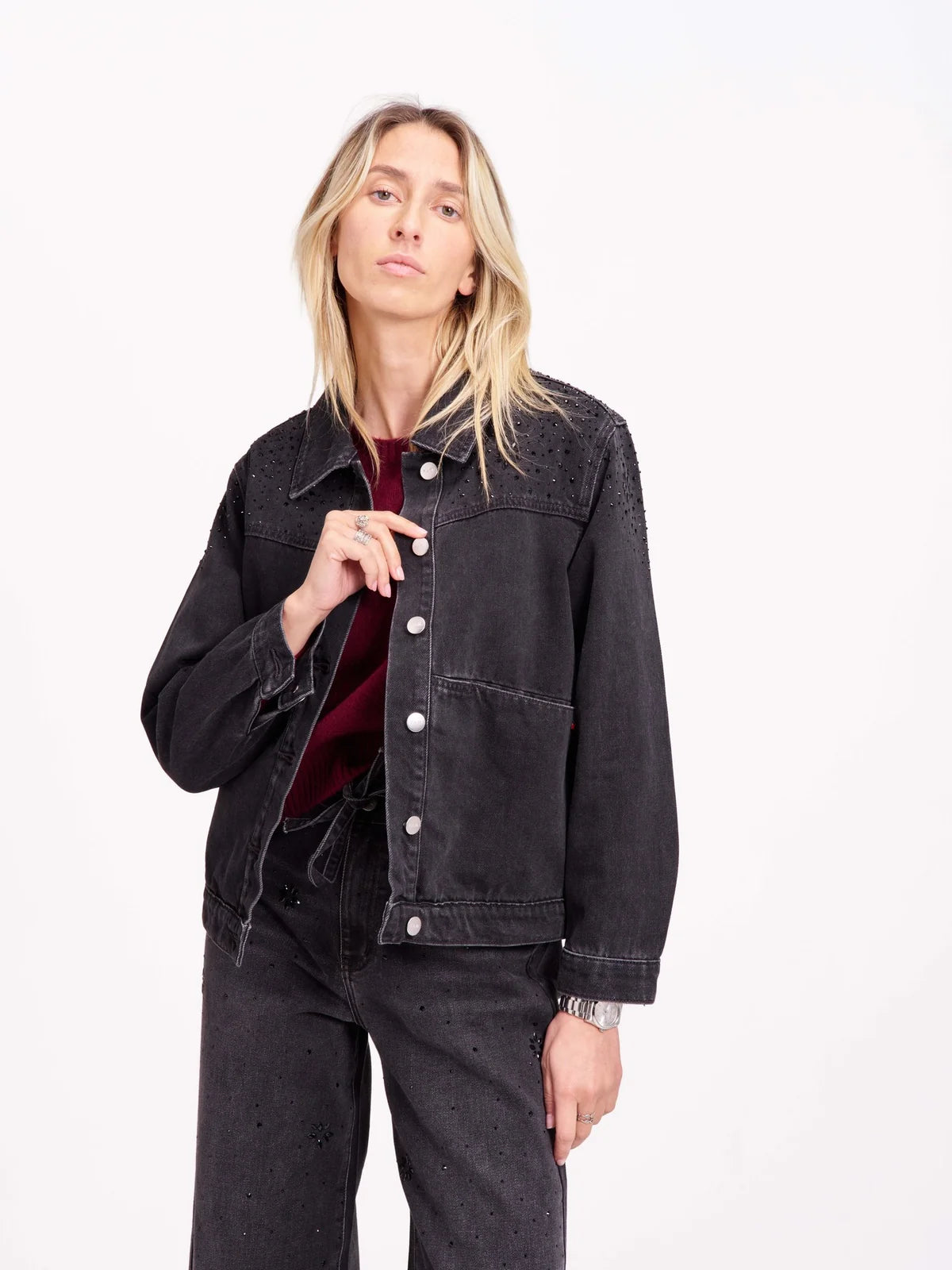 Veste VANNY STRASS carbone - F.A.M