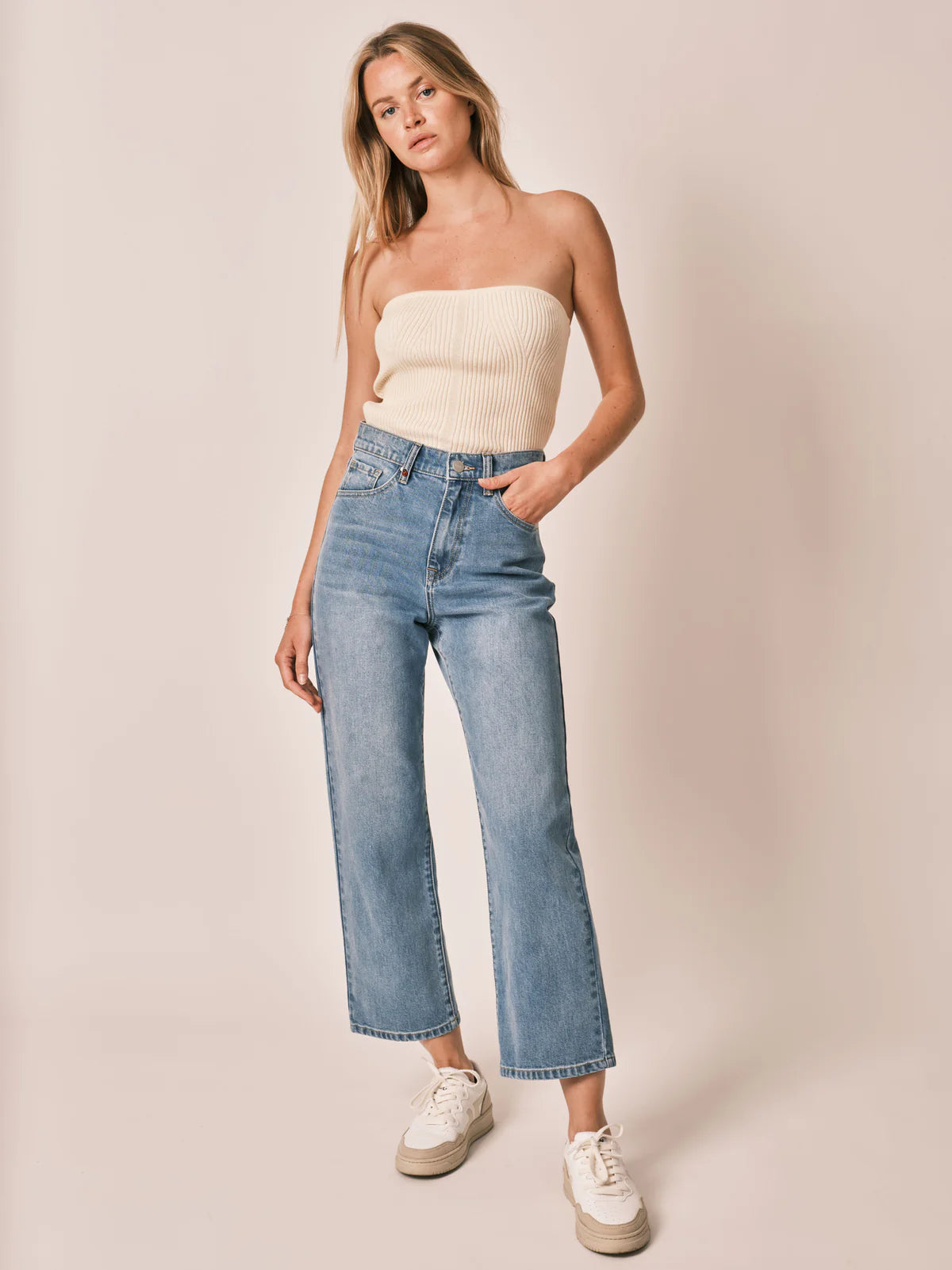 Jean POLA droit bleu denim - F.A.M