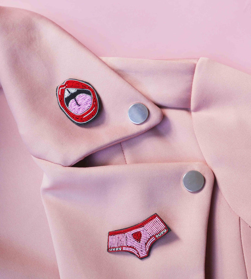 Broche Bouche - Broderie Fait Main Cannetille