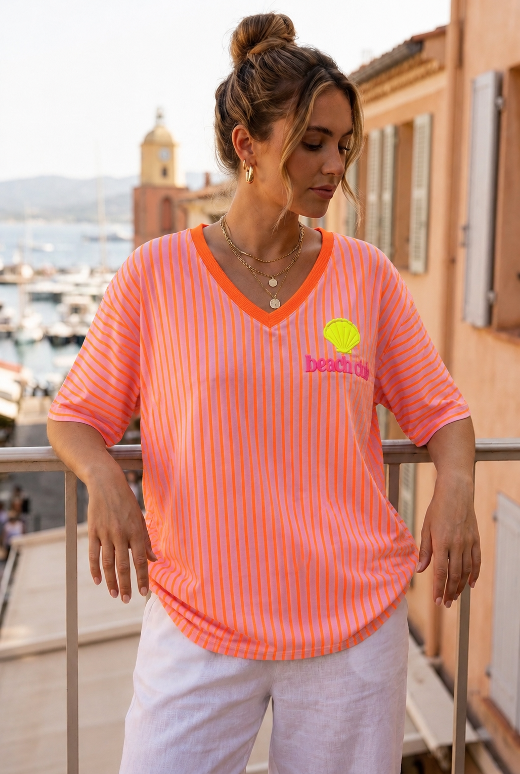 T-shirt Col V Coupe Oversize