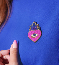 MALICIEUSE - Broche Ex Voto Pink - Broderie Fait Main Cannetille