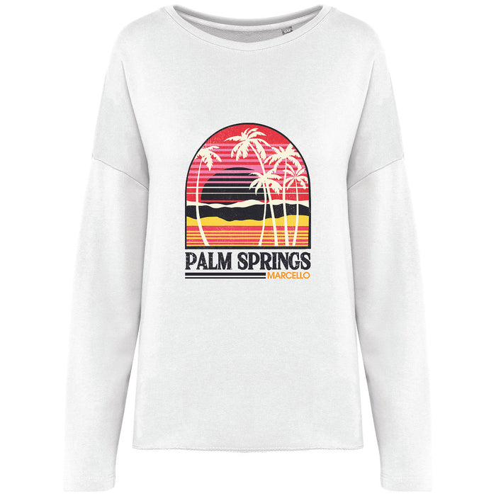 Sweat blanc col bateau PALM SPRING - Marcello