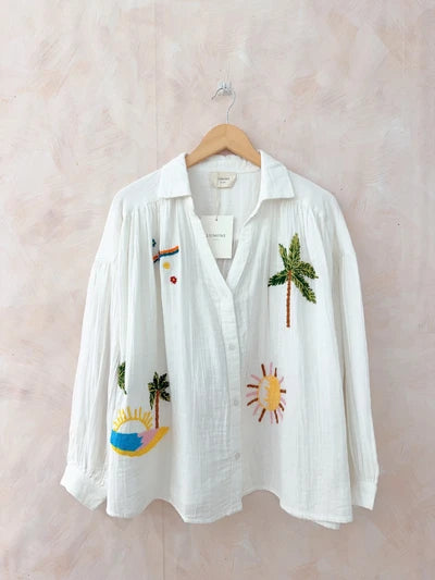 Chemise en gaz de coton avec broderie - LUMI