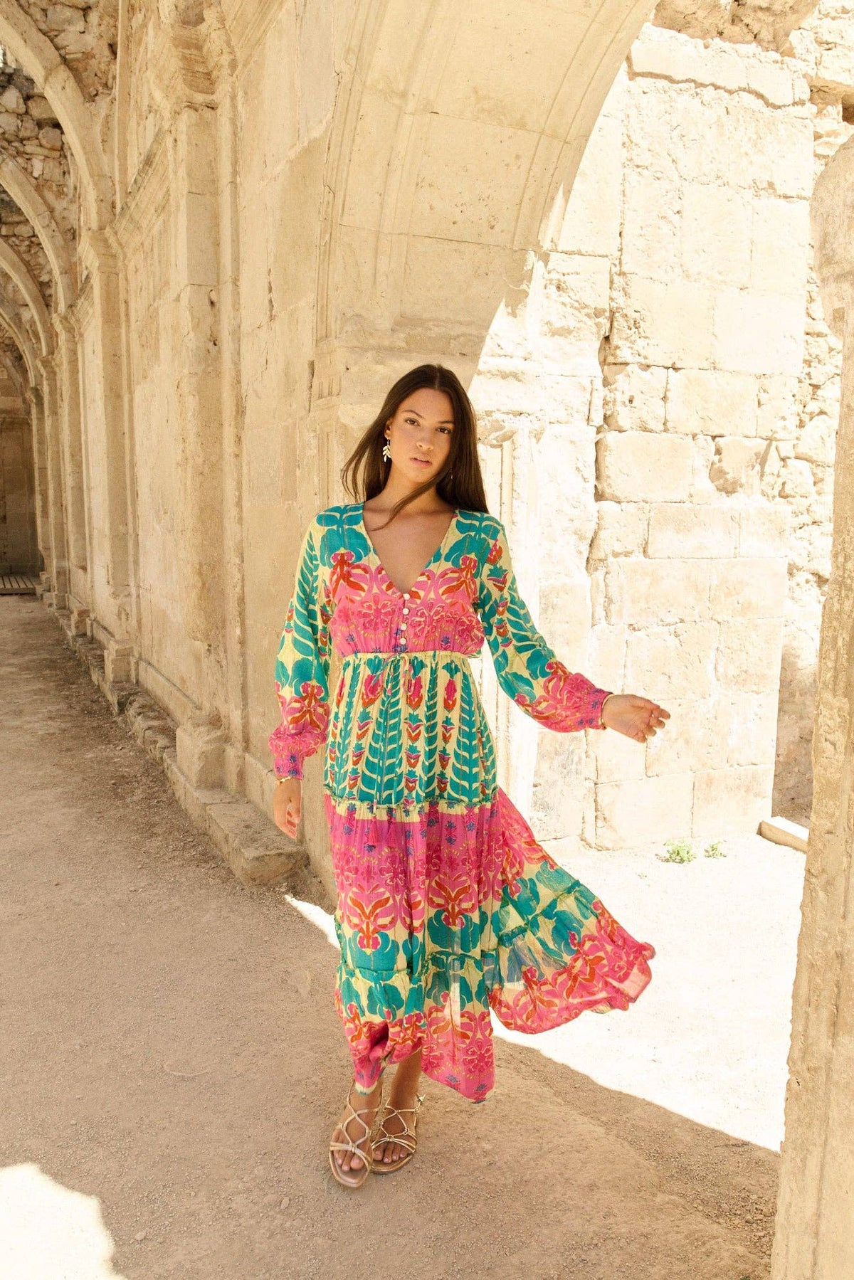 ROBE IPANEMA AQUA À MANCHES - Piti Cuiti