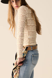 Haut en dentelle florale crème - Q2