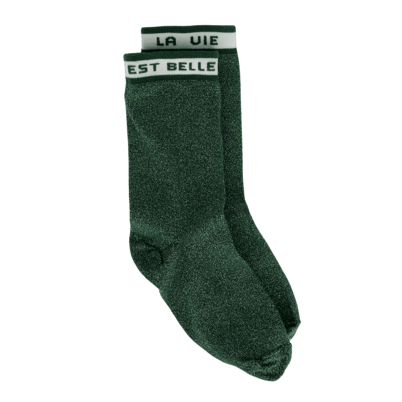 Chaussettes (VERTES) femme coton bio lurex -Josette la belle en verte Maison Causettes