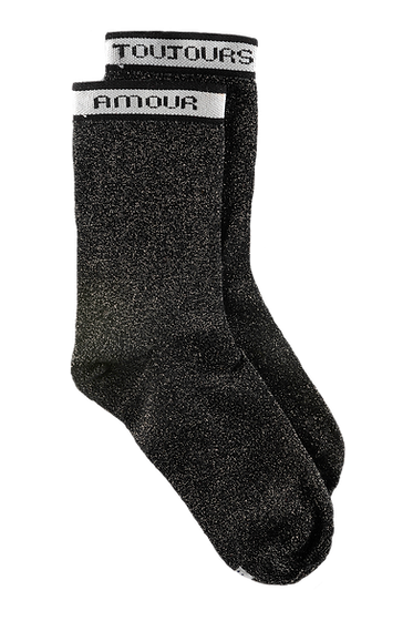 Chaussettes (NOIR) femme coton bio lurex - Josette l'Amour en noir - Maison Causettes