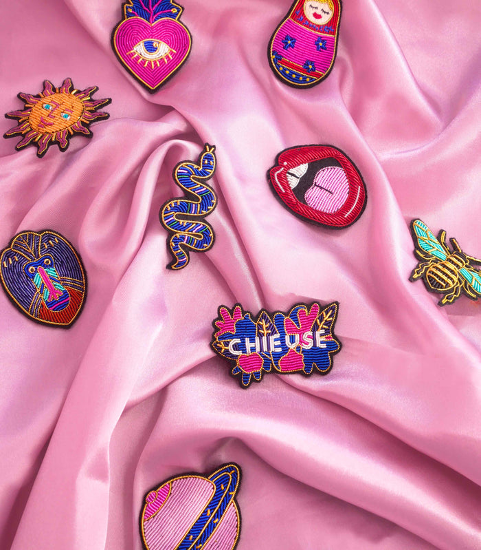 Broche Bouche - Broderie Fait Main Cannetille