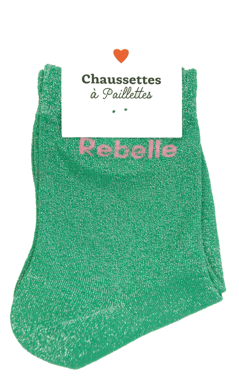 Chaussettes à paillettes message