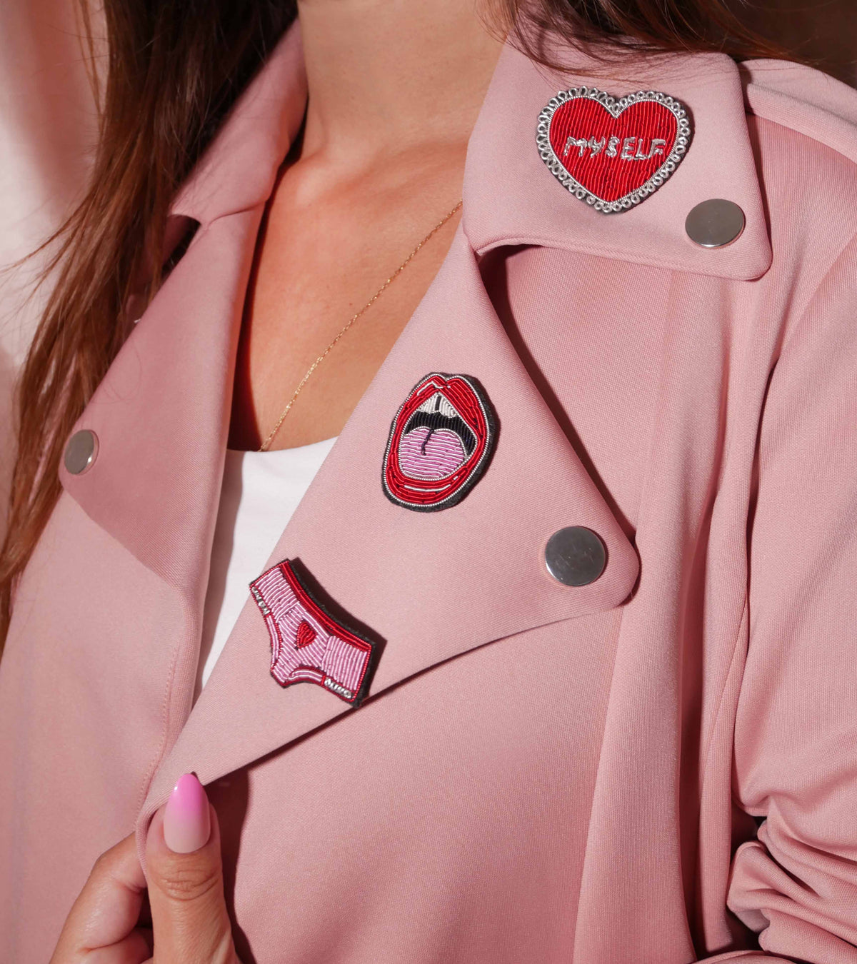Broche Bouche - Broderie Fait Main Cannetille