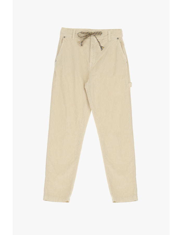 Pantalon charpentier velours écru PLEASE