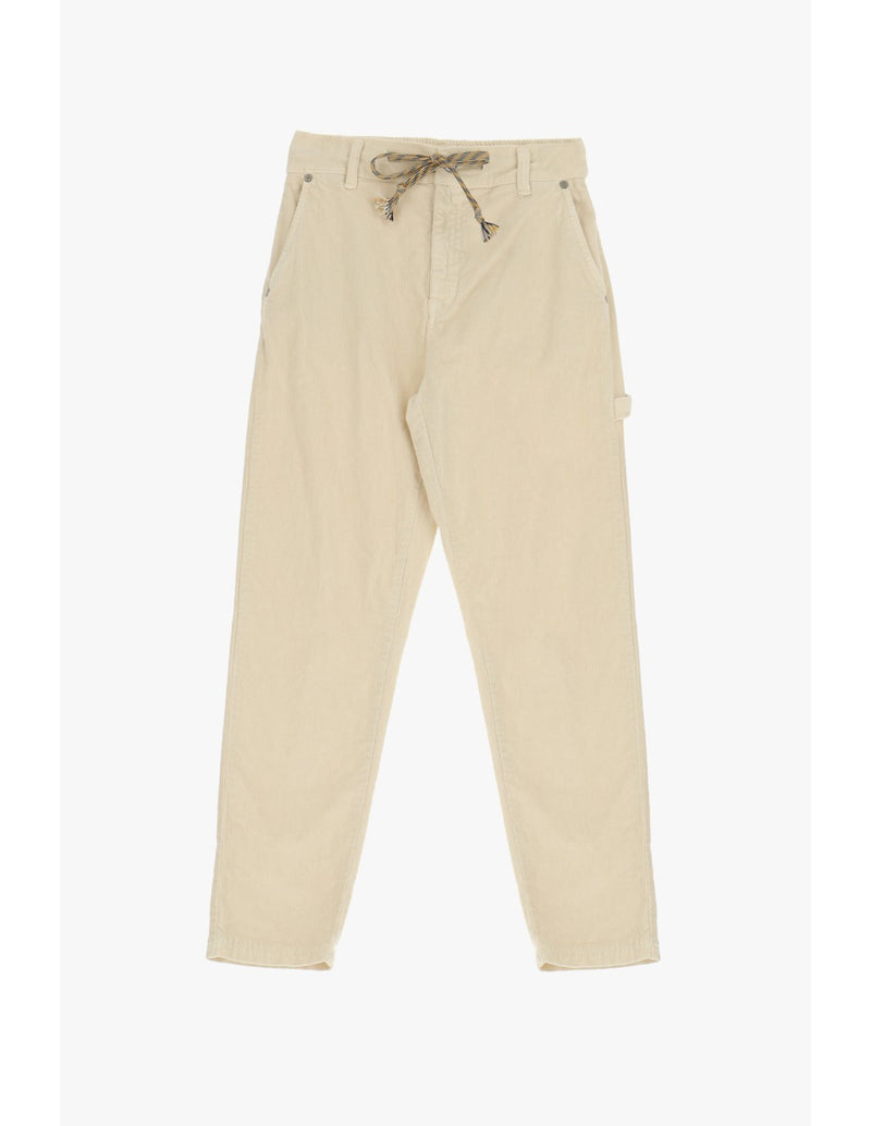 Pantalon charpentier velours écru PLEASE