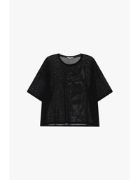T-shirt oversize coloris Noir Pailleté - PLEASE
