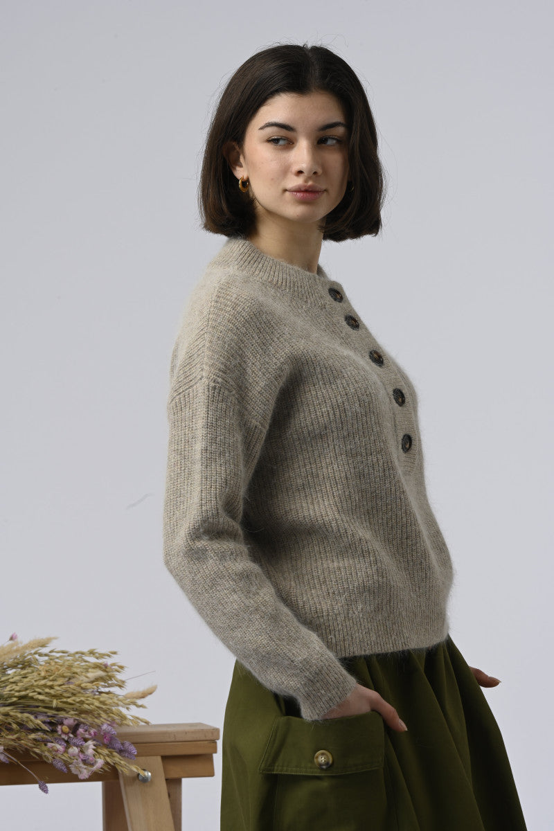 Pull GASPARD boutonné beige - Orféo