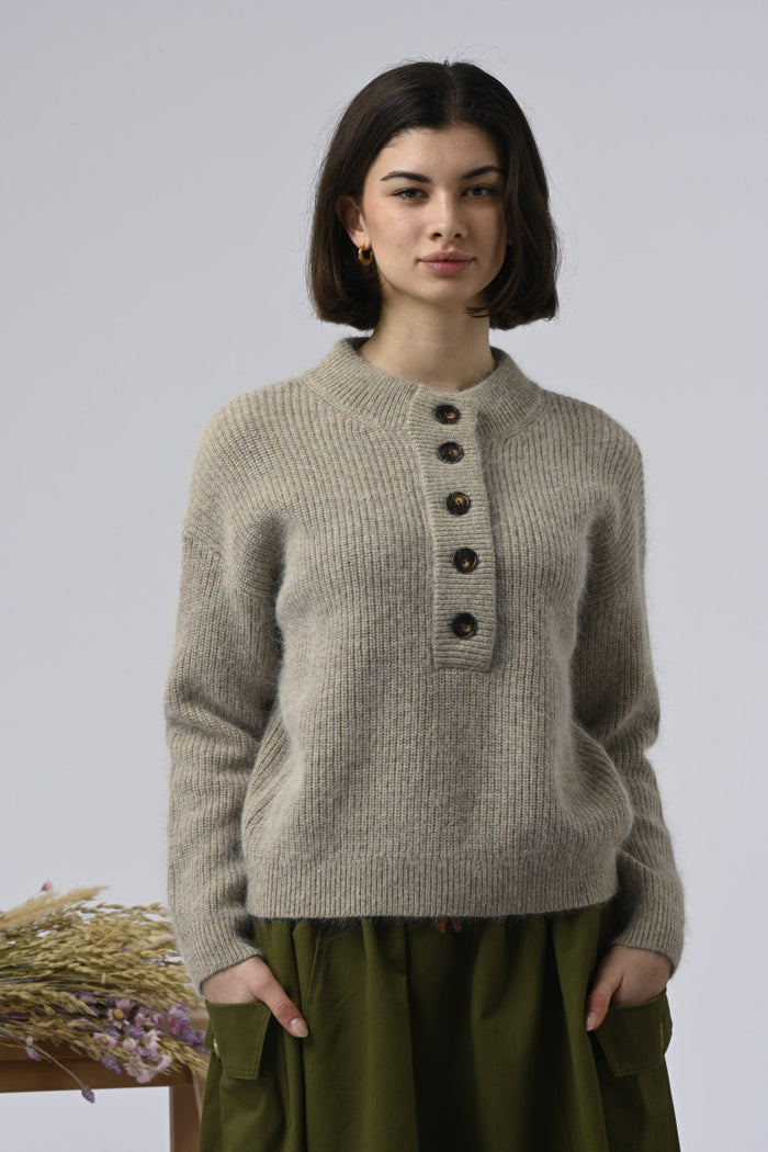 Pull GASPARD boutonné beige - Orféo